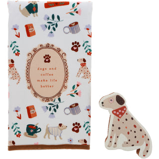 Dogs & Coffee Tea Towel & Sponge Gift Set