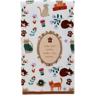 Cats & Coffee Tea Towel & Sponge Gift Set
