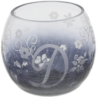 D Glass Candle Holder with Tealight 3.5" Crackled Glass