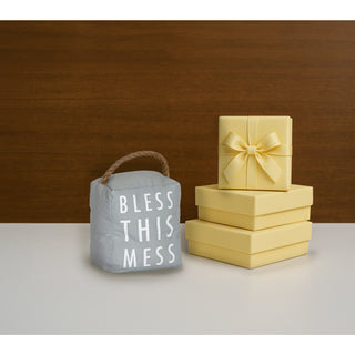 Bless this Mess 5" x 6" Gray Door Stopper