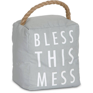 Bless this Mess 5" x 6" Gray Door Stopper