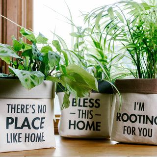 Bless This Home Canvas Planter Cover (Holds 6" Pot)