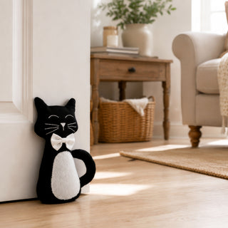 Pepper Tuxedo Cat Door Stopper