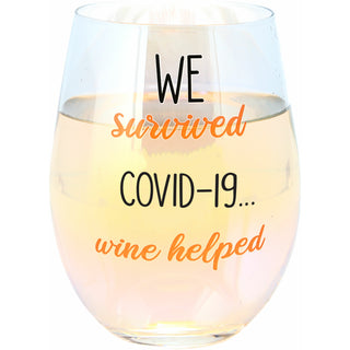 We Survived 18 oz Stemless Wine Glass