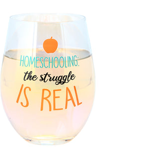 Homeschooling 18 oz Stemless Wine Glass