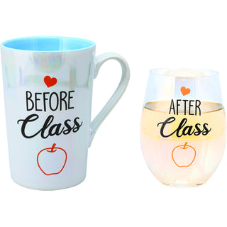 Before & After Class 18 oz Stemless Glass & 15 oz Latte Cup Set