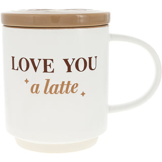 A Latte 17 oz Mug with Coaster Lid