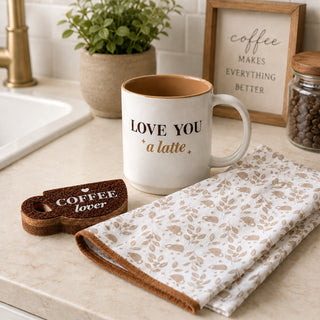 Coffee Lover Tea Towel & Sponge Gift Set