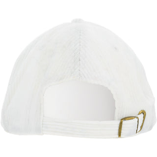 Maybe Coffee White Adjustable Corduroy Hat