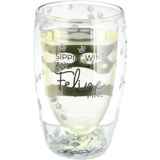 Feline Fine 14 oz Double-Walled Glass