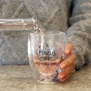 Paws Off 10 oz  Double-Walled Stemless Wine Glass