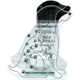 Dog 6" Mirrored Glass Candle Holder