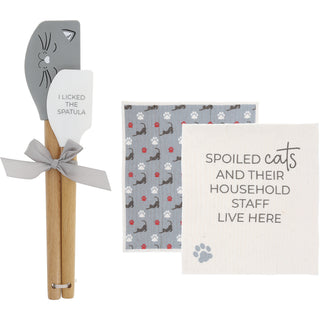 Spoiled Cats Spatula and Reusable Dish Cloth Set (2 of Each)