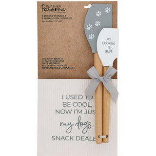Snack Dealer Spatula and Reusable Dish Cloth Set (2 of Each)