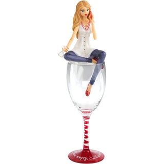 Glass is empty, Call Wine-1-1! 11.5" Girl in Glass