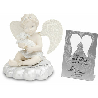 May God Bless and Keep You 3.5" Cherub Holding Lamb