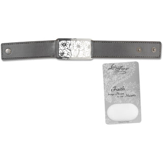 Faith Bracelet 8.5" x 1" Silver Leather