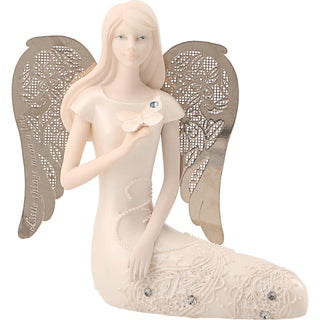 March Birthstone Angel 3.5" March Angel with Aquamarine Butterfly