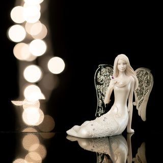 March Birthstone Angel 3.5" March Angel with Aquamarine Butterfly