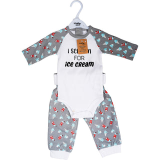 I Scream 6-12 Months Gray Bodysuit & Pants Set