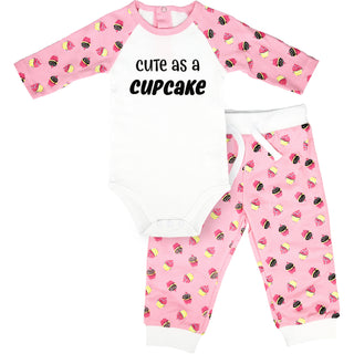 Cute as a Cupcake Pink Bodysuit & Pants Set