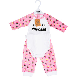 Cute as a Cupcake 6-12 Months Pink Bodysuit & Pants Set