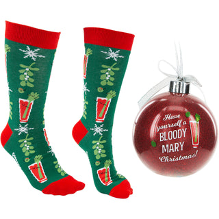 Bloody Mary Christmas 4" Ornament with Unisex Holiday Socks