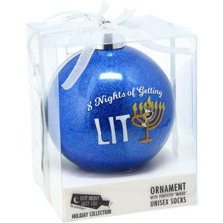 8 Nights 4" Ornament with Unisex Holiday Socks