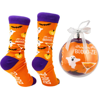 Boo-ze! 4" Ornament  with Unisex Holiday Socks