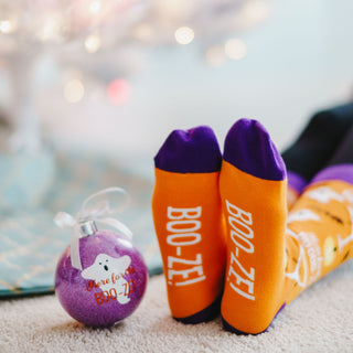 Boo-ze! 4" Ornament  with Unisex Holiday Socks