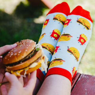 Burger and Fries Cotton Blend Ankle Socks