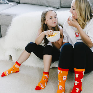 Popcorn S/M Youth Cotton Blend Crew Socks