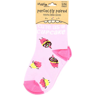 Cupcakes M/L Youth Cotton Blend Crew Socks