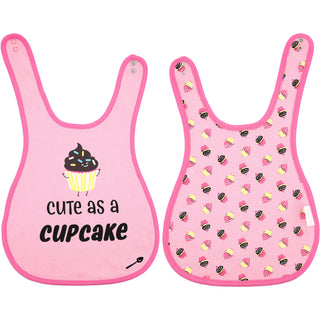 Cupcakes Pink Reversible Bib 6 Months - 3 Years