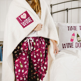 I Love Wine 45" x 50" Sherpa Blanket