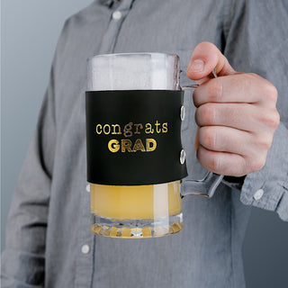 Grad 16 oz Glass Stein with PU Leather Wrap