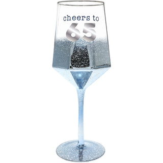 Cheers To 65 18 oz Wine Glass