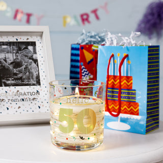 Hello 50 3.5 oz Candle with LED Accents