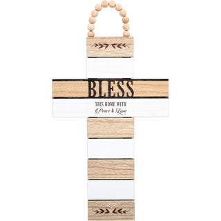 Bless 9.75" x 18" Hanging Cross Plaque