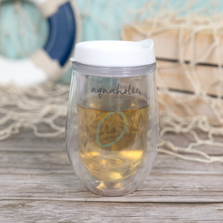 Aquaholic 12 oz Acrylic Stemless Wine Glass with Lid