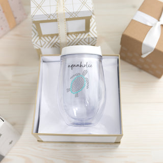 Aquaholic 12 oz Acrylic Stemless Wine Glass with Lid