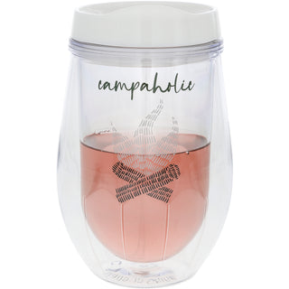 Campaholic 12 oz Acrylic Stemless Wine Glass with Lid