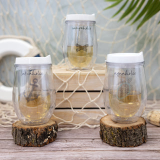 Campaholic 12 oz Acrylic Stemless Wine Glass with Lid