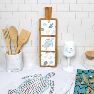 Beach 16.5" Bamboo & Ceramic Tile Trivet