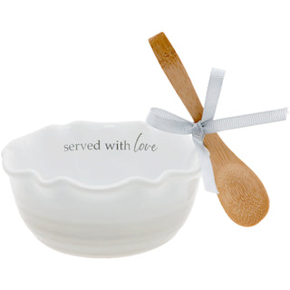 Love 4.5" Ceramic Bowl with Bamboo Spoon