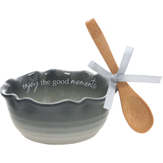Enjoy Moments 4.5" Ceramic Bowl with Bamboo Spoon