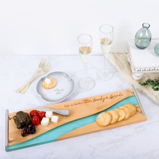 Family & Friends 21" Wood & Resin Cheese/Bread Board Set