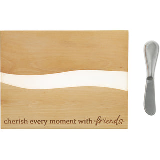 Friends 9" Wood & Resin Cheese/Bread Board Set