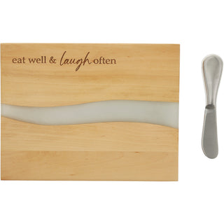 Eat Well 9" Wood & Resin Cheese/Bread Board Set
