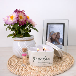 Grandma 8 oz - 100% Soy Wax Reveal Triple Wick Candle with Matches Scent: Vanilla